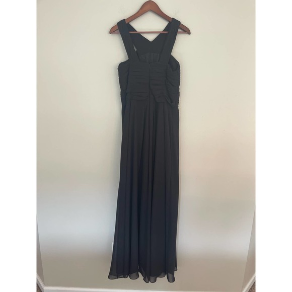 Bill Levkoff Leighton Formal Dress Black Chiffon Halter A-line Princess Size 16 - Picture 8 of 16